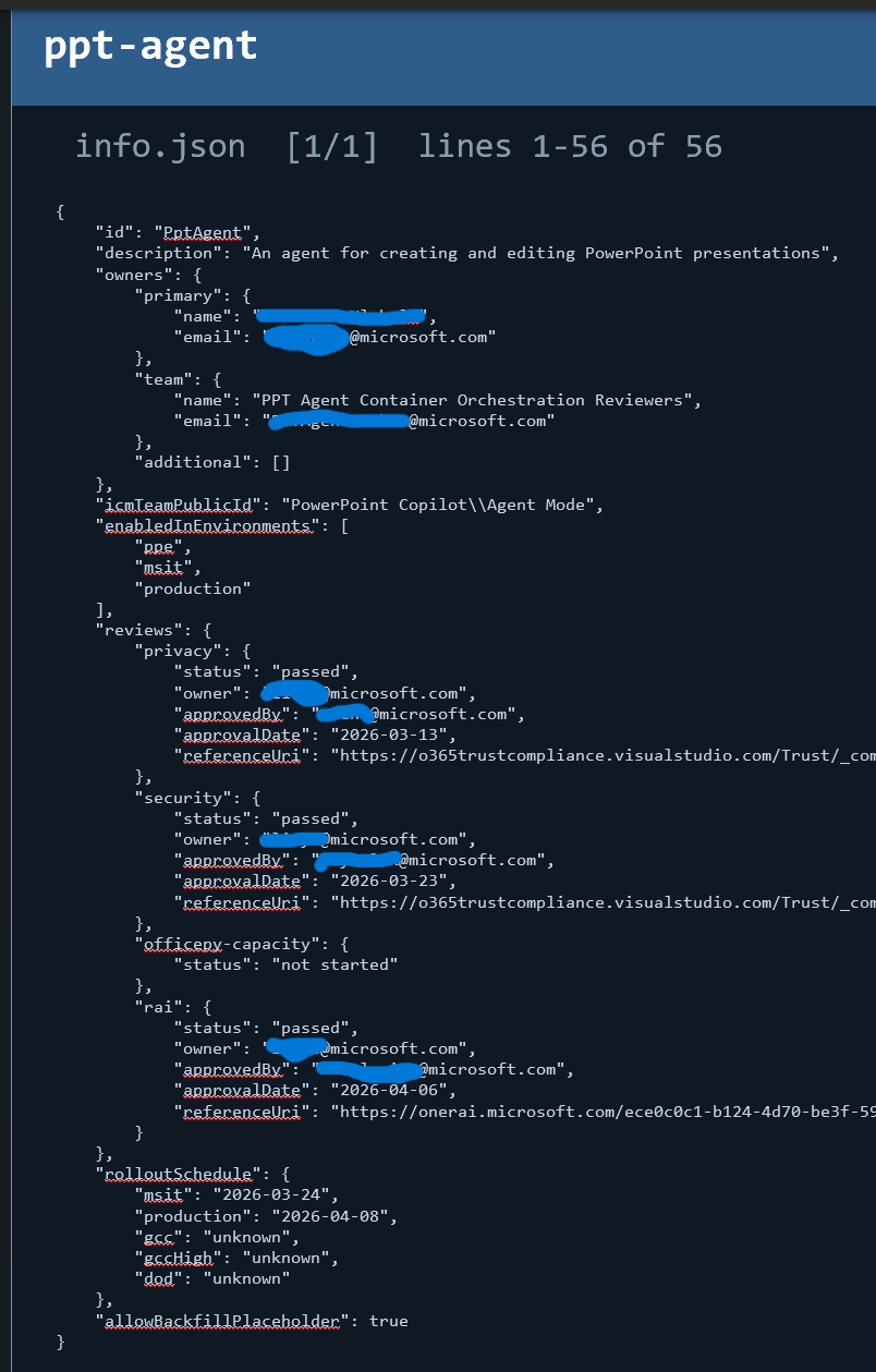 PowerPoint agent metadata